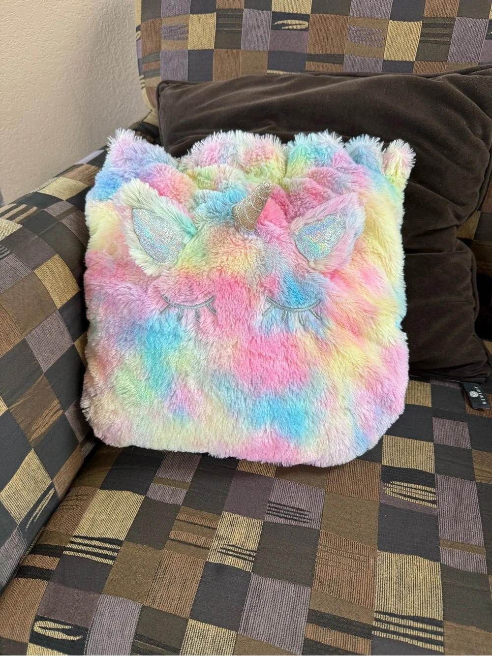 Justice Multicolor Pastel Unicorn Plush Blanket in a Bag